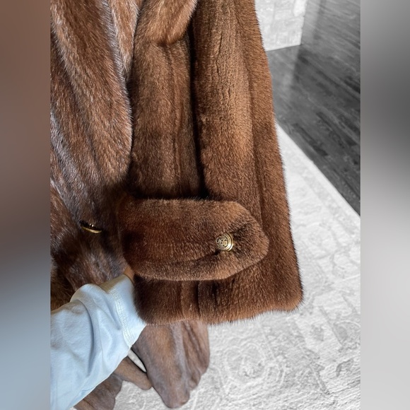 2XL + Mahogany Mink Fur Coat Real Fur Genuine Fur Unisex XXL Sable - Picture 8 of 15